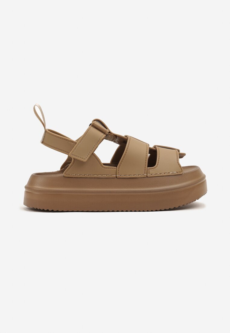 bestelle Sandale bej închis Gladiator cu Velcro Falarosea