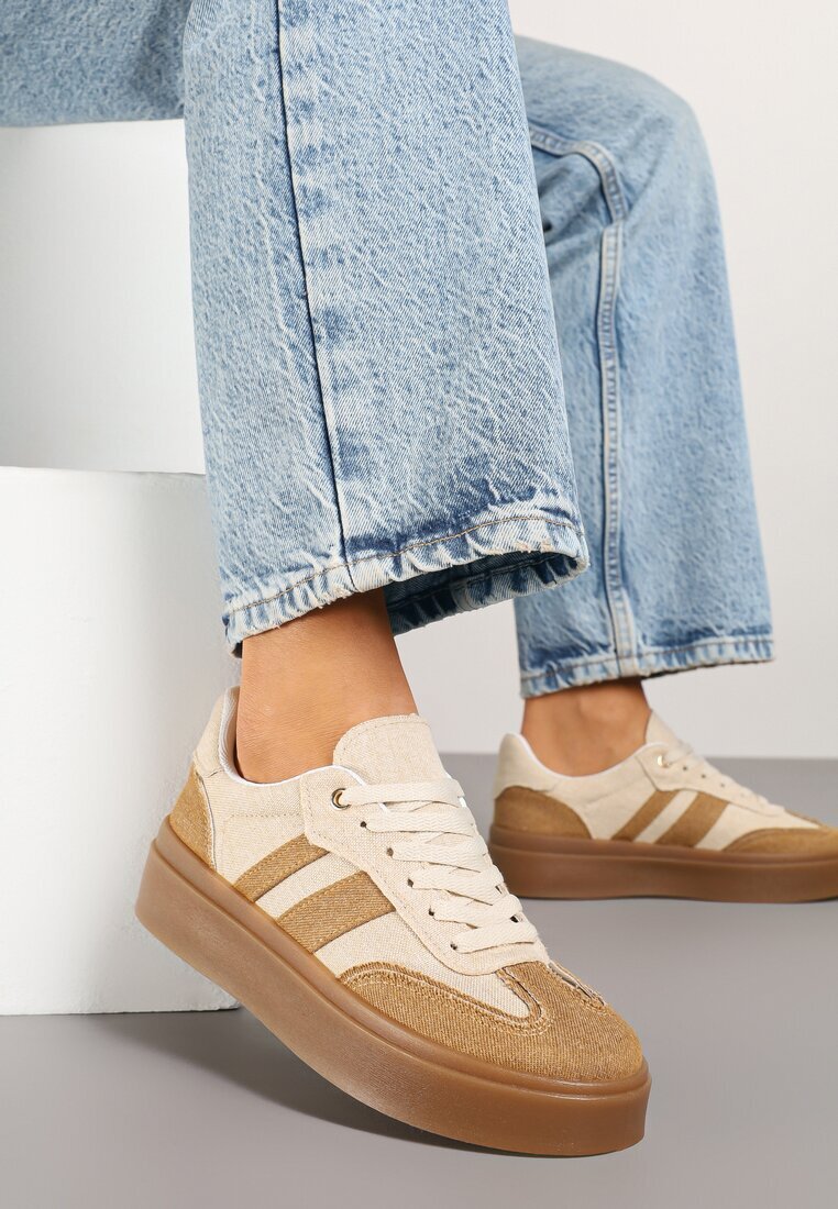bestelle Sneakers Bej cu Talpă de Cauciuc Ardislo
