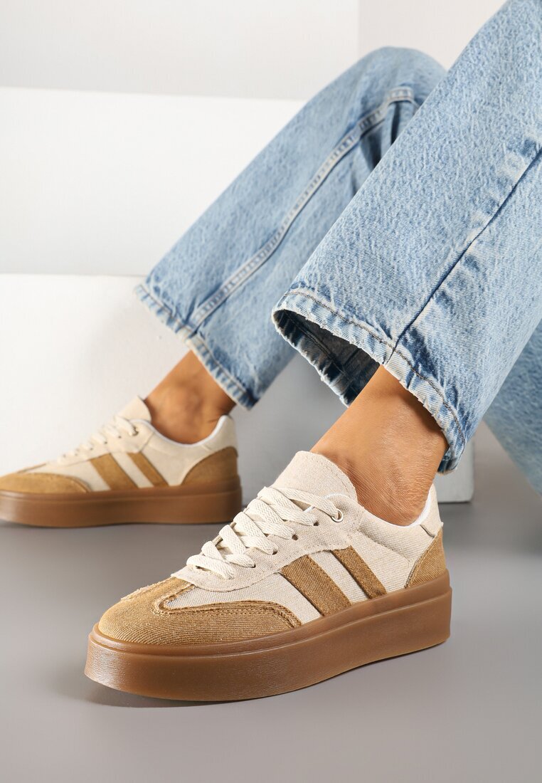 bestelle Sneakers Bej cu Talpă de Cauciuc Ardislo