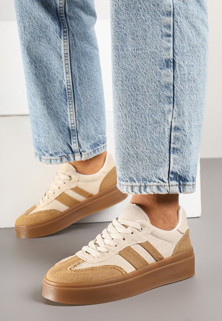 bestelle Sneakers Bej cu Talpă de Cauciuc Ardislo
