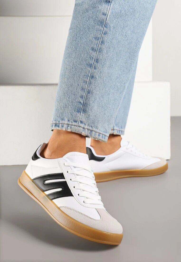 besty Adidași Alb-Negru în Stilul Tenisilor Clasici cu Cusături Decorative Nartewia