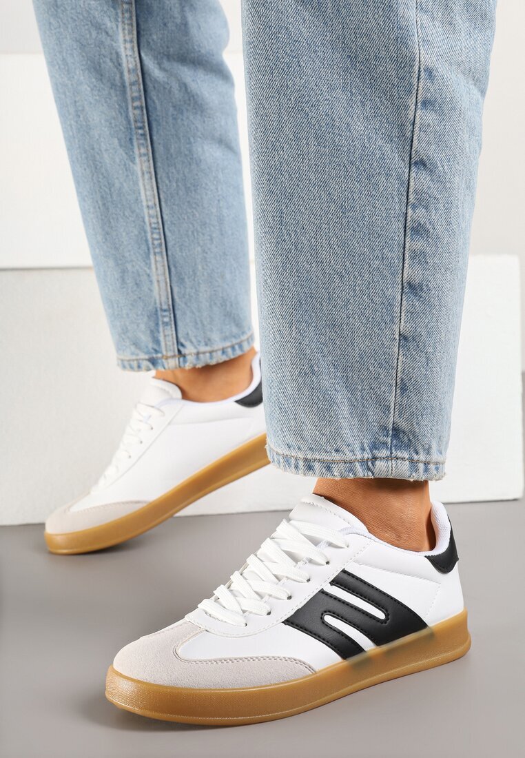 besty Adidași Alb-Negru în Stilul Tenisilor Clasici cu Cusături Decorative Nartewia