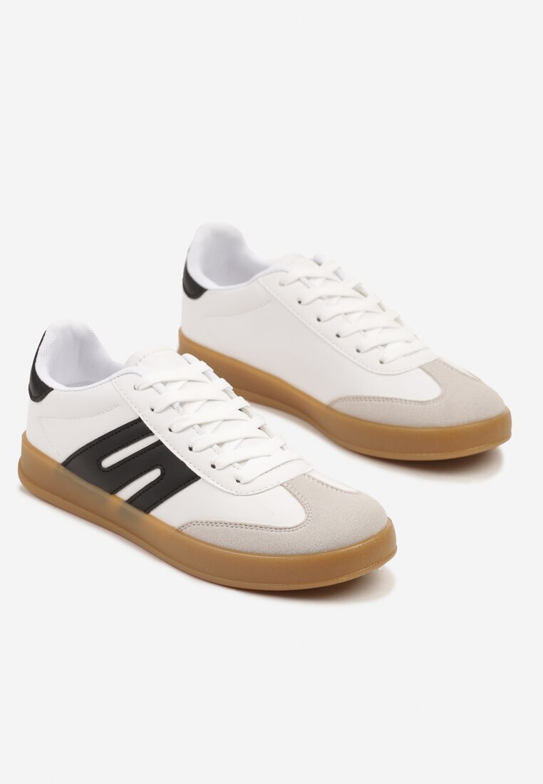 besty Adidași Alb-Negru în Stilul Tenisilor Clasici cu Cusături Decorative Nartewia