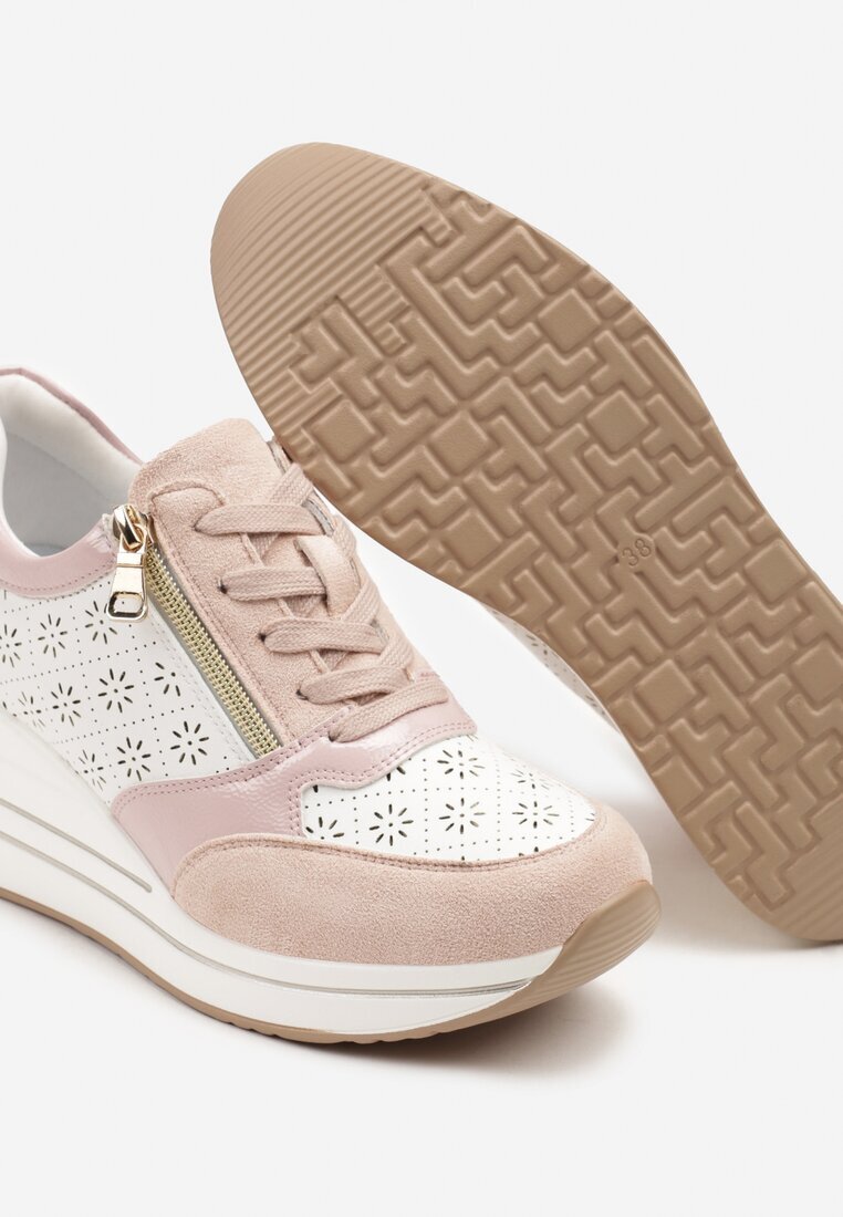 besty Adidași Roz pe platformă ascunsă cu fermoar decorativ și model ajurat Reladia