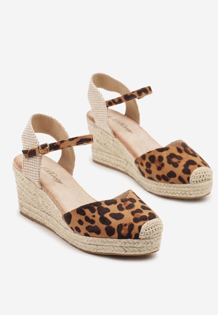 besty Sandale Leopard cu platformă decorate cu împletitură Odiena