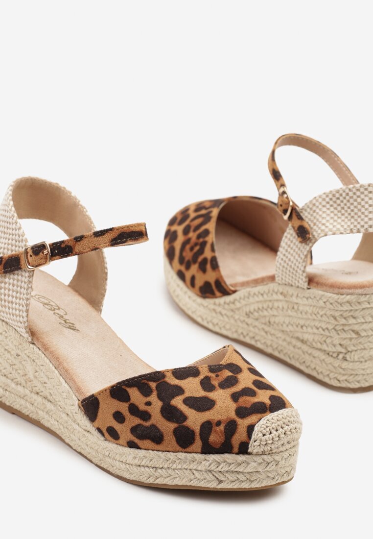 besty Sandale Leopard cu platformă decorate cu împletitură Odiena