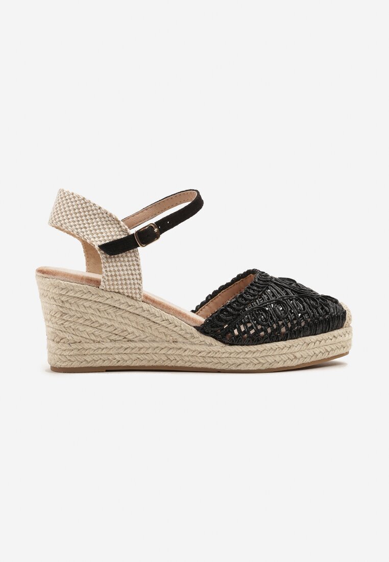 besty Sandale Negre cu platformă Decorate cu împletitură în stil Boho Nevoline