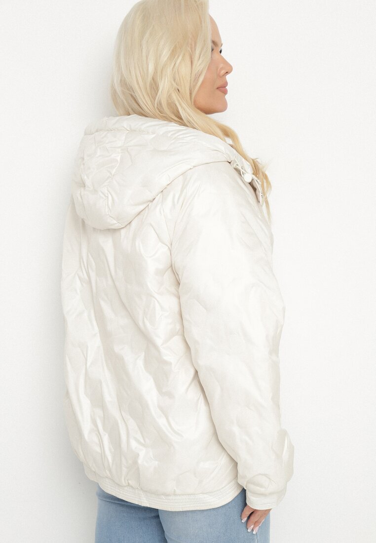 bh forever Geacă Albă Matlasată cu Glugă și Buzunare cu Croială Boxy Eravinna