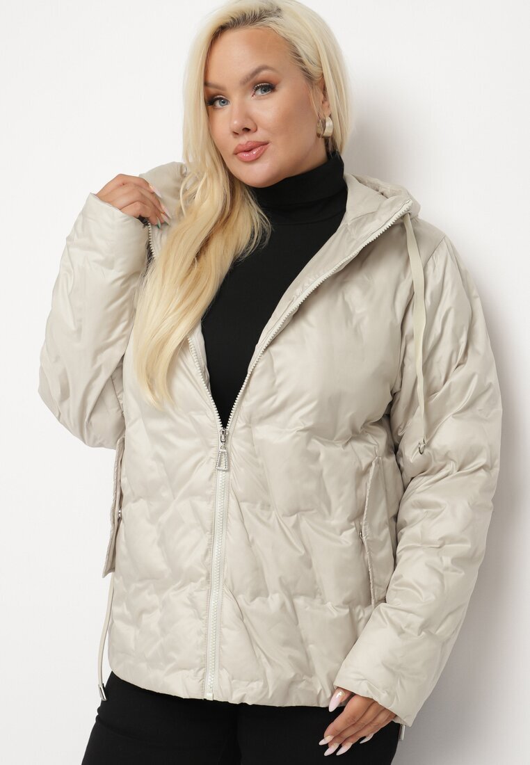 bh forever Geacă windbreaker matlasată bej deschis cu glugă și buzunare laterale Dairel