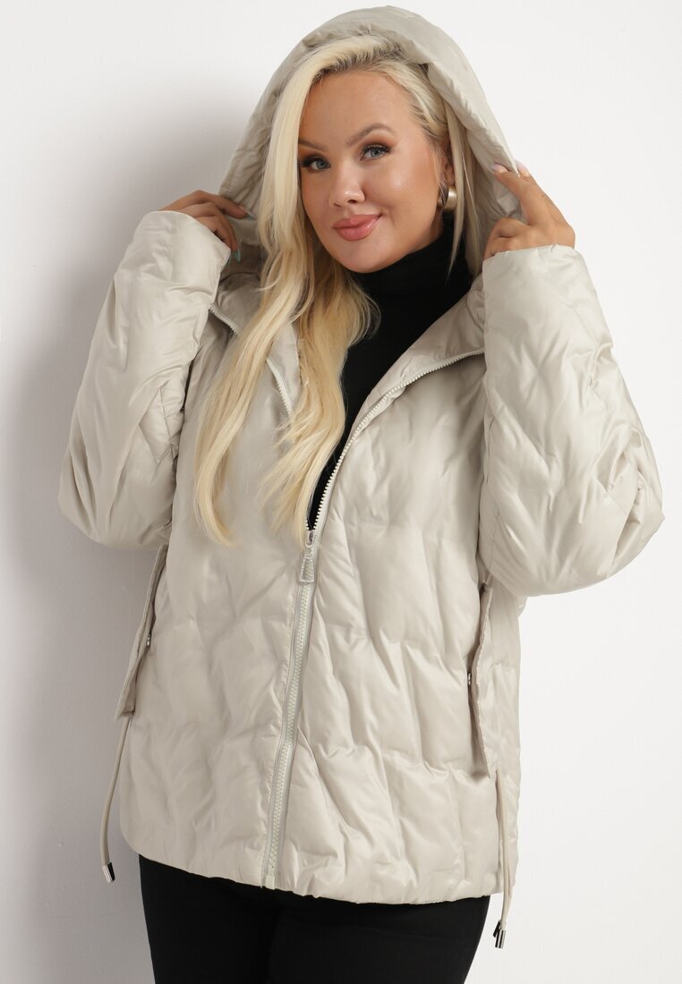 bh forever Geacă windbreaker matlasată bej deschis cu glugă și buzunare laterale Dairel