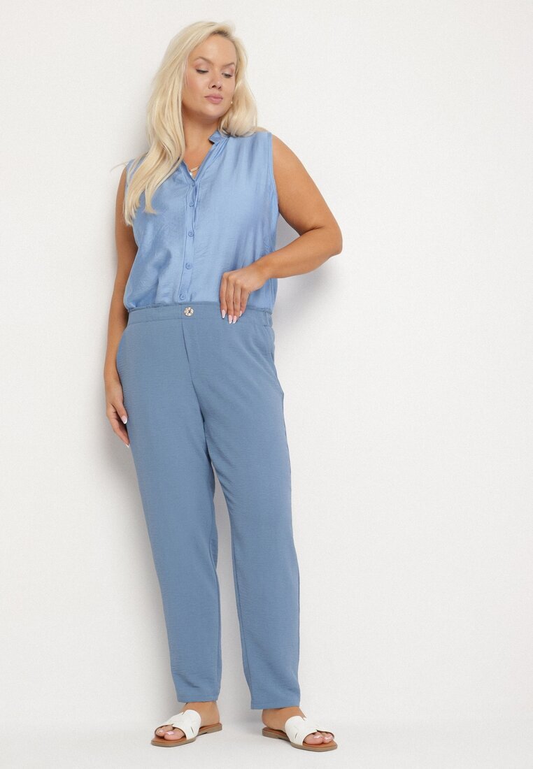 bh forever Pantaloni Albaștri cu Croi Drept cu Elastic în Talie Filavia