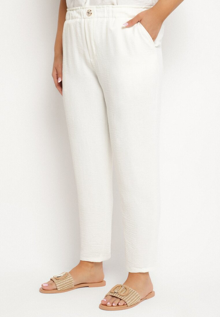 bh forever Pantaloni Albi cu croială dreaptă cu elastic în talie Filavia