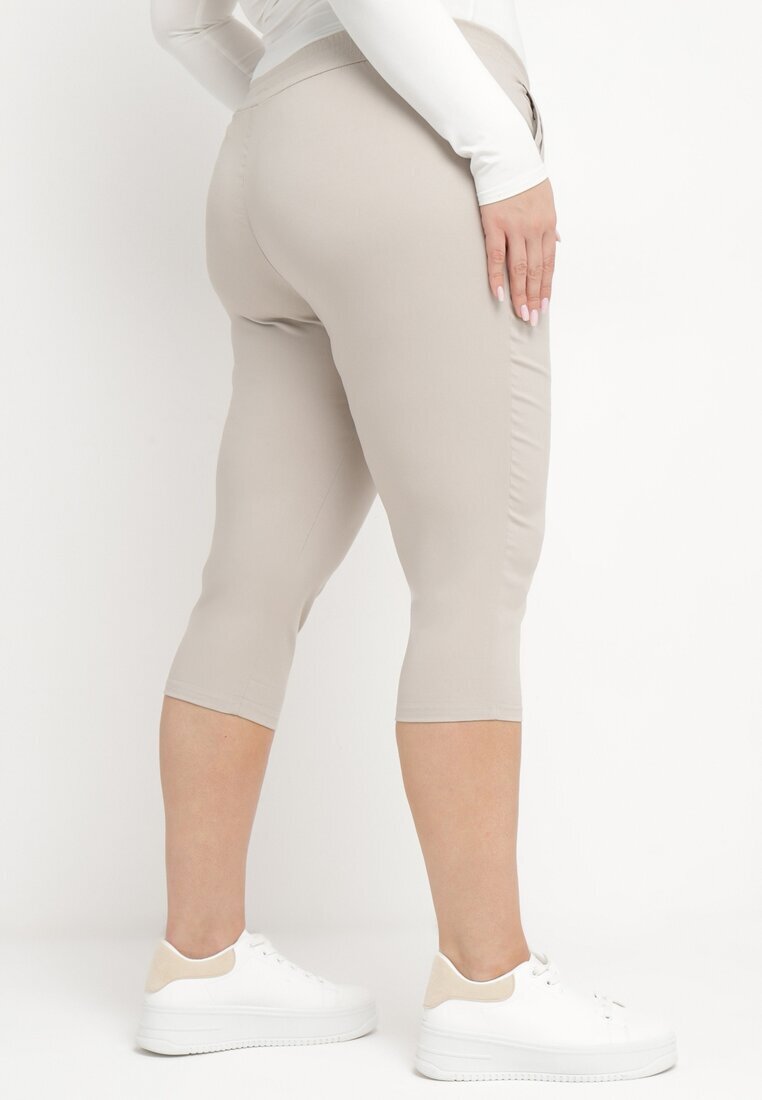 bh forever Pantaloni bej 3/4 cu elastic în talie și șnur decorate cu zirconii Nazairia