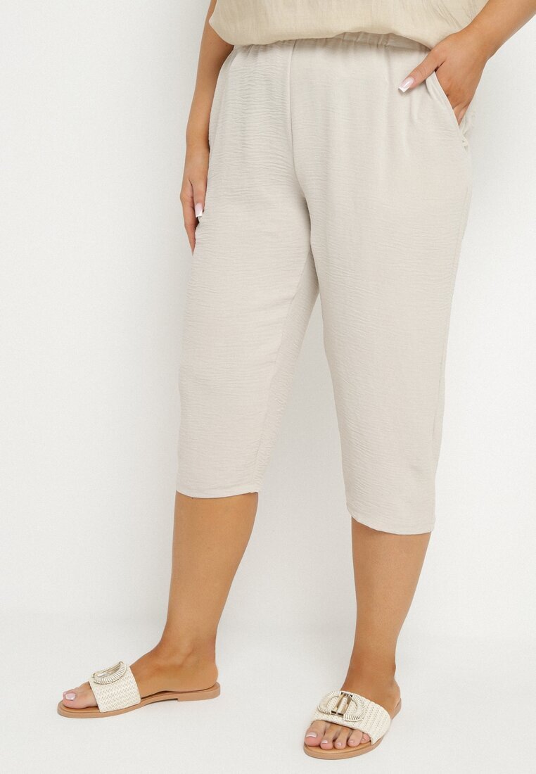 bh forever Pantaloni bej cu elastic în talie 7/8 Tenimira