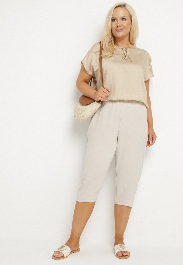 bh forever Pantaloni bej cu elastic în talie 7/8 Tenimira