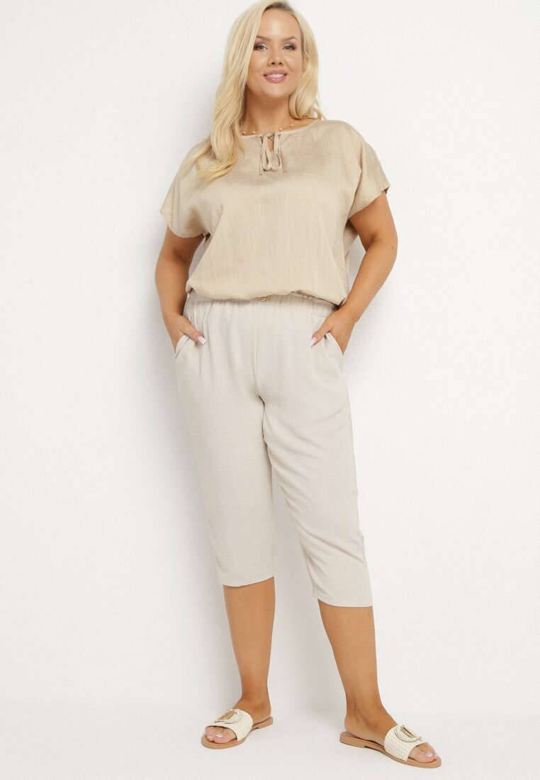 bh forever Pantaloni bej cu elastic în talie 7/8 Tenimira