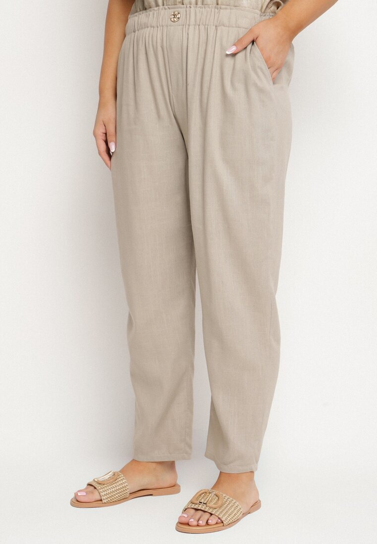 bh forever Pantaloni Bej cu In cu Croială Clasică Liravaia