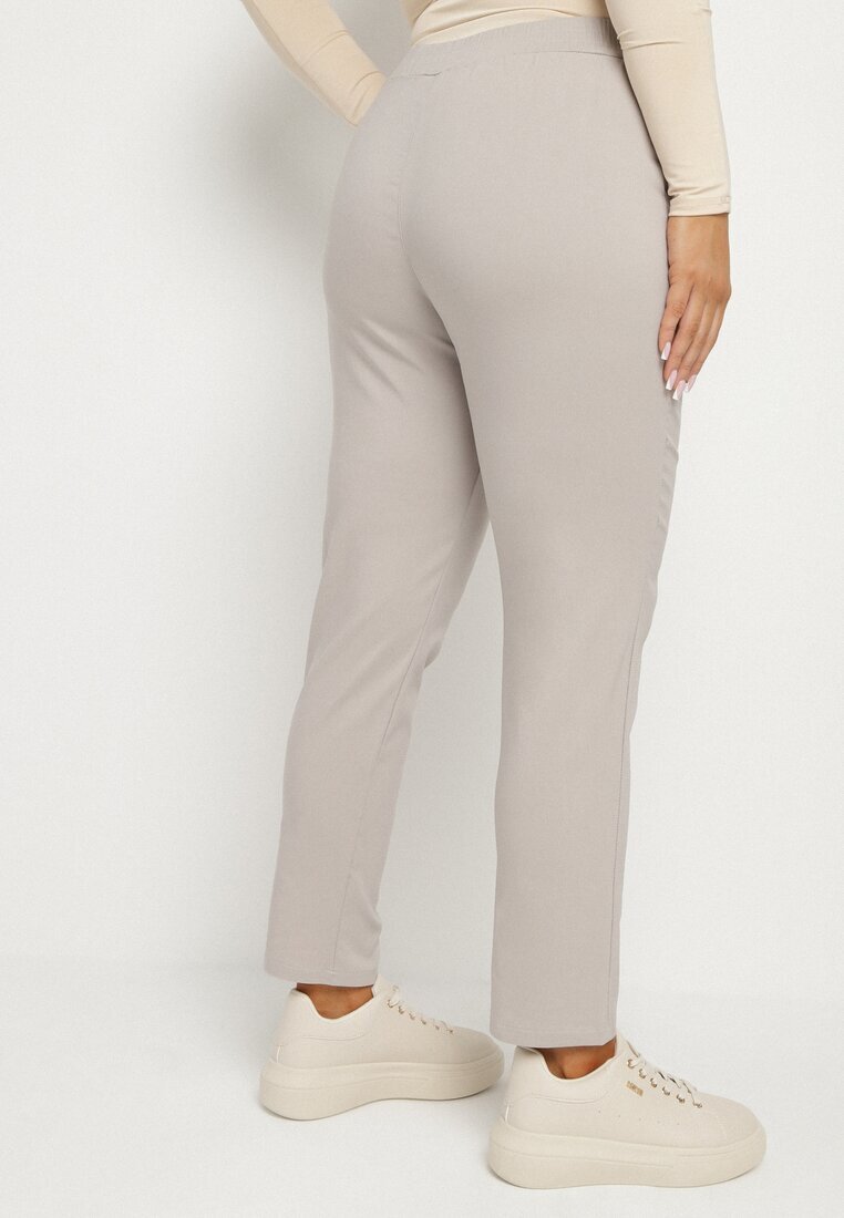 bh forever Pantaloni Bej cu Viscoză și Nasturi Decorativi Tenzina
