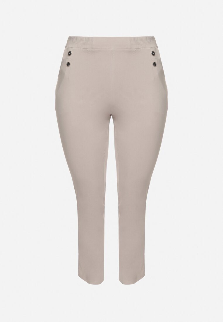bh forever Pantaloni Bej cu Viscoză și Nasturi Decorativi Tenzina