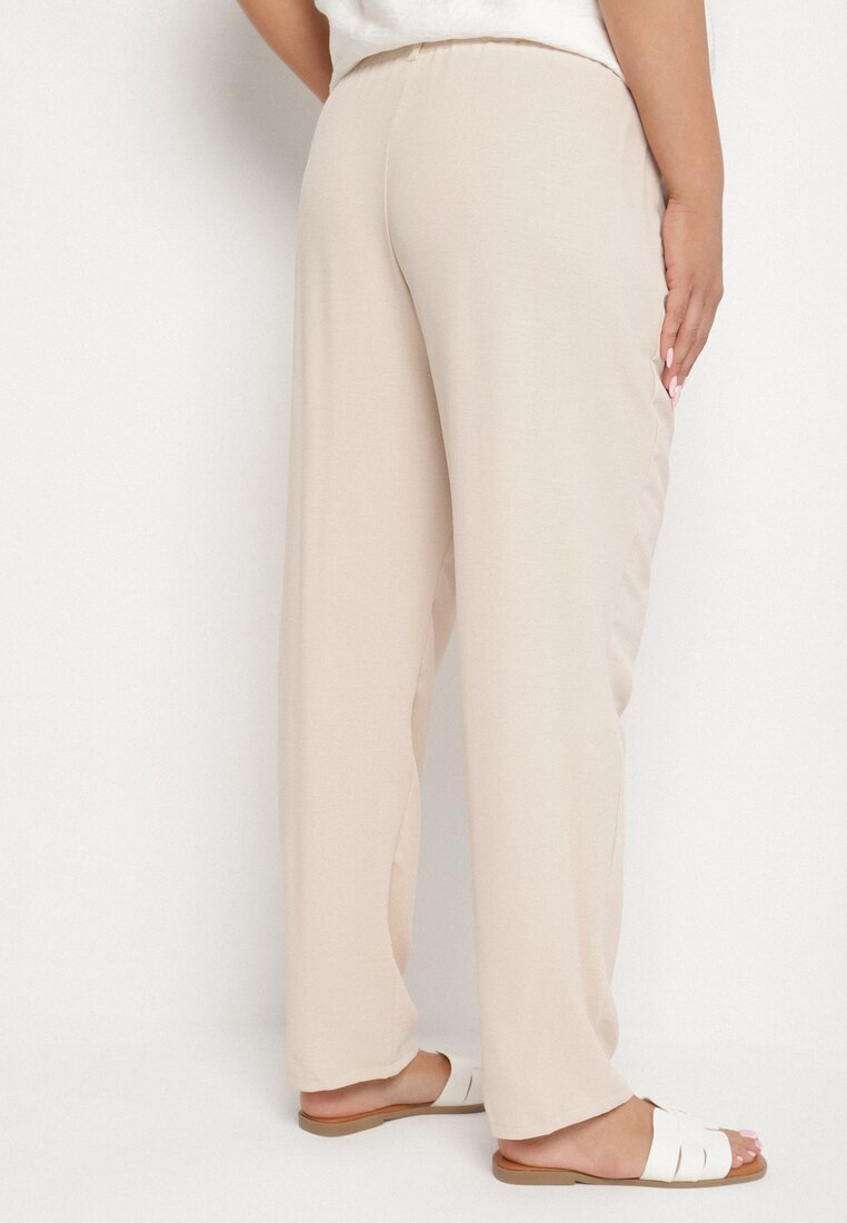 bh forever Pantaloni Bej deschis cu bandă elastică lată în talie și curea din material textil Janani