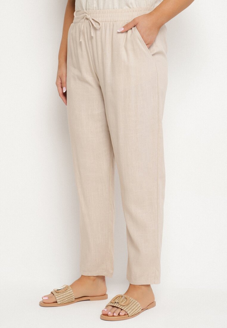 bh forever Pantaloni bej deschis cu in și elastic în talie Nativena
