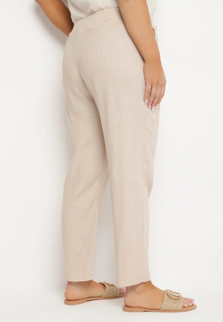 bh forever Pantaloni bej deschis cu in și elastic în talie Nativena