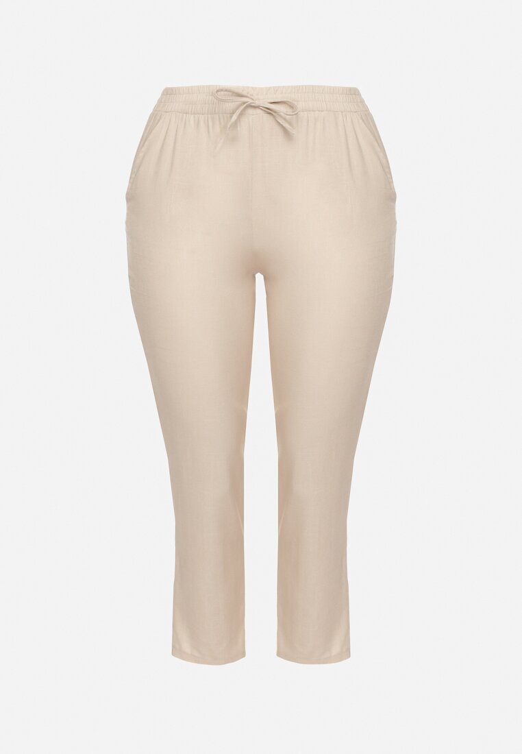 bh forever Pantaloni bej deschis cu in și elastic în talie Nativena