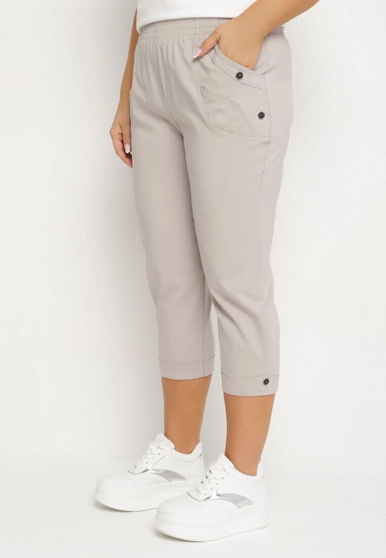 bh forever Pantaloni Bej deschis cu Vâscoză și Nasturi Decorativi Lireza