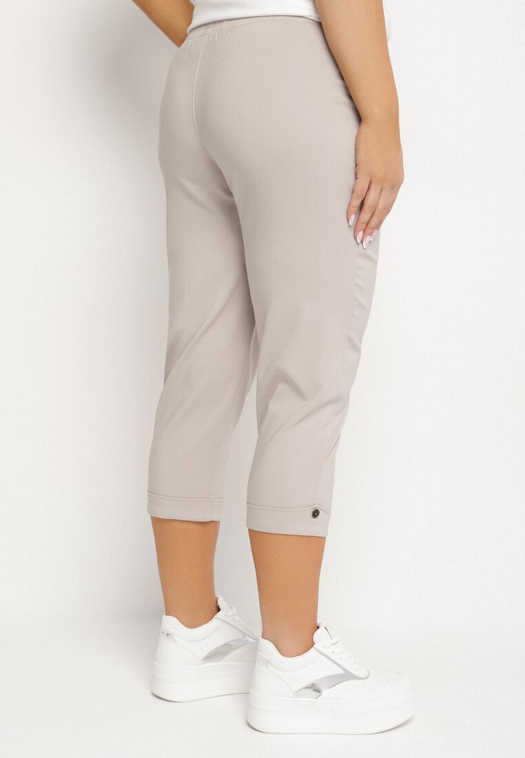 bh forever Pantaloni Bej deschis cu Vâscoză și Nasturi Decorativi Lireza
