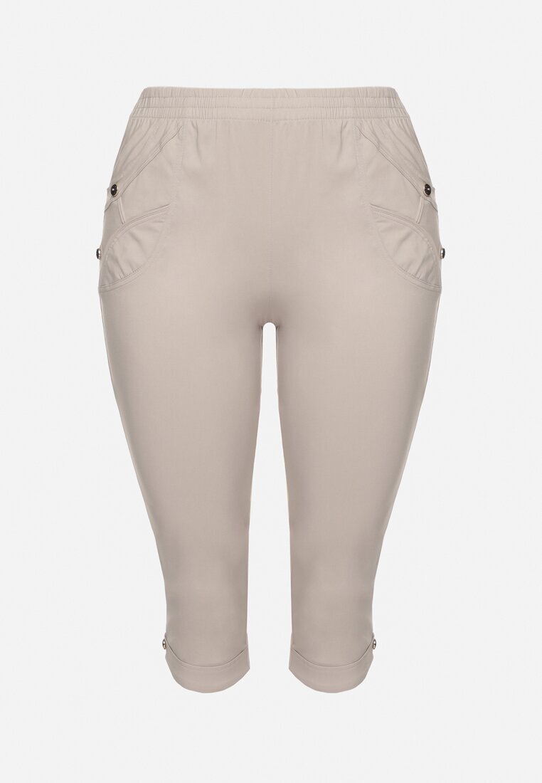 bh forever Pantaloni Bej deschis cu Vâscoză și Nasturi Decorativi Lireza