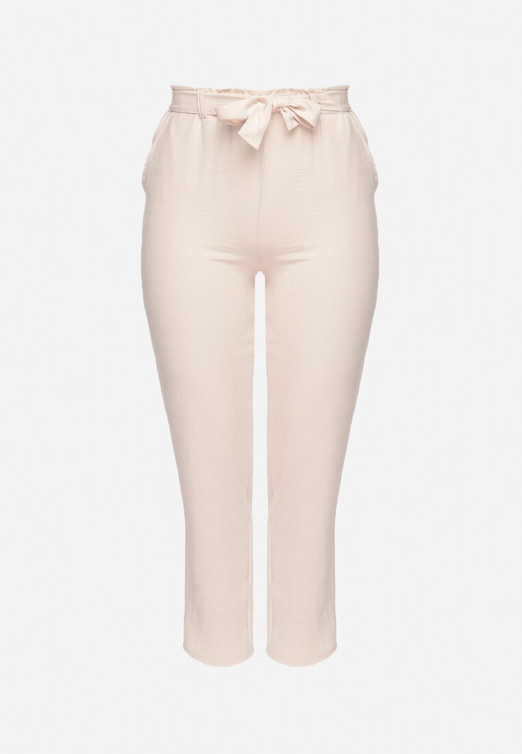 bh forever Pantaloni bej deschis Regular Legați în talie în stil Paperbag Tamburia