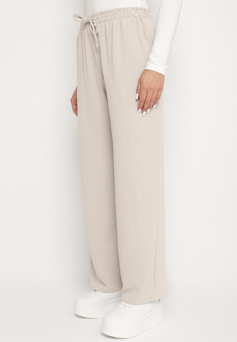 bh forever Pantaloni Bej Largi cu talie elastică cu lănțișor decorativ Istaria