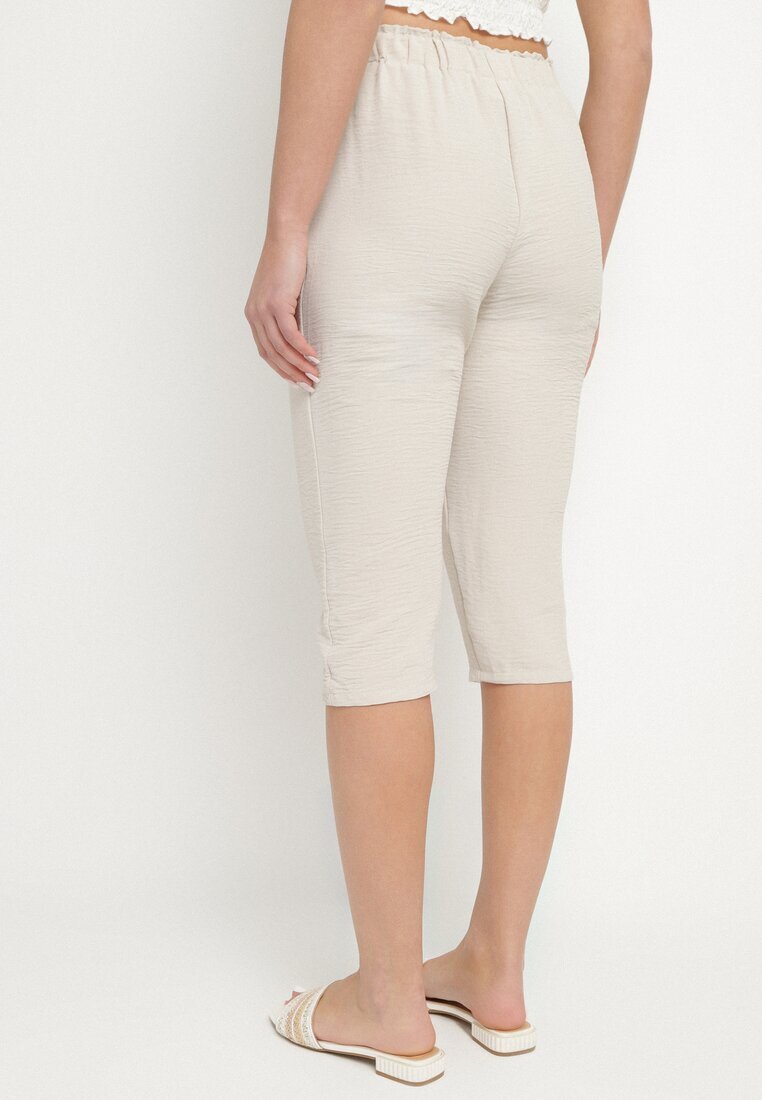 bh forever Pantaloni Capri Bej cu bumbac și talie înaltă Galirosa
