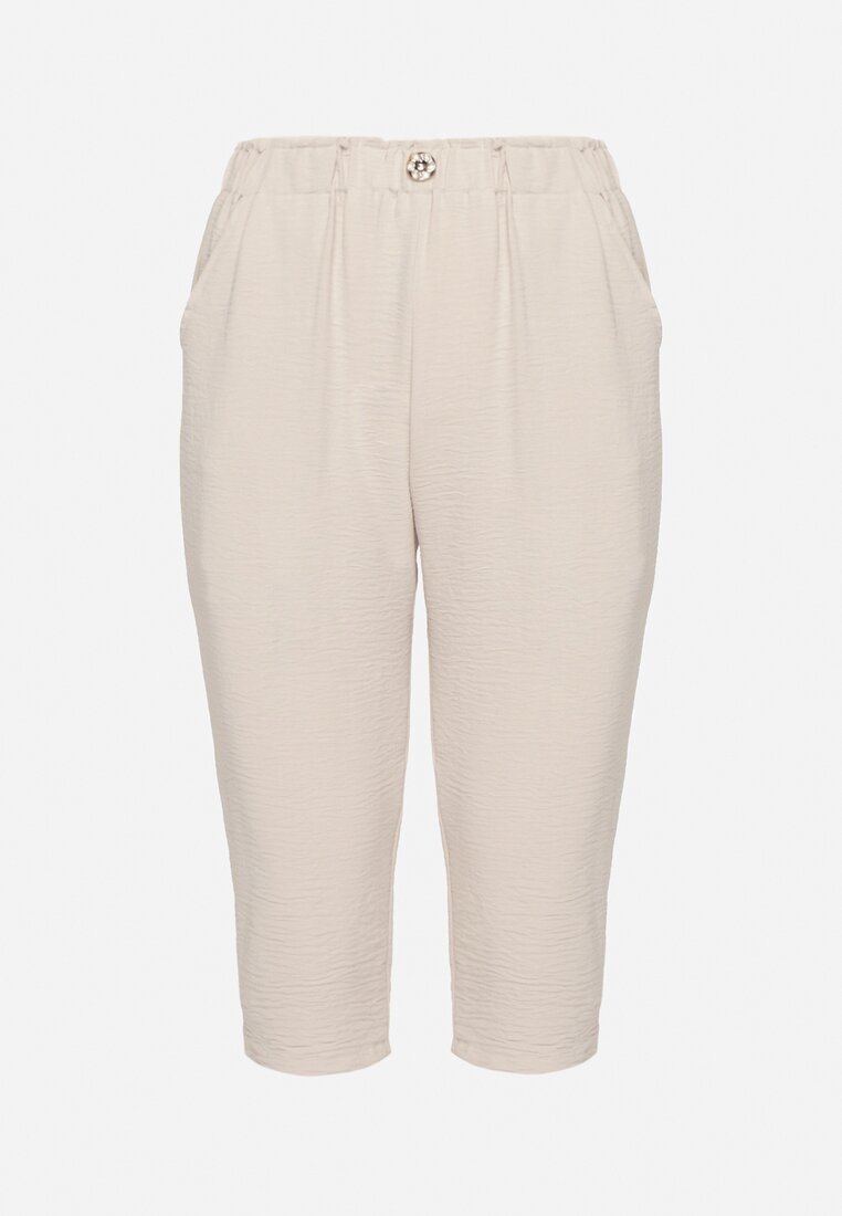 bh forever Pantaloni Capri Bej cu bumbac și talie înaltă Galirosa