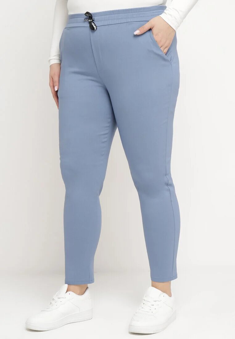 bh forever Pantaloni casual albaștri cu bandă elastică în talie și șnururi decorative Penderia