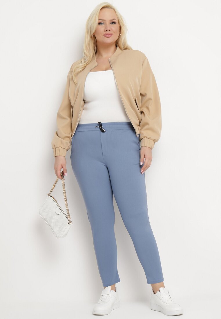 bh forever Pantaloni casual albaștri cu bandă elastică în talie și șnururi decorative Penderia