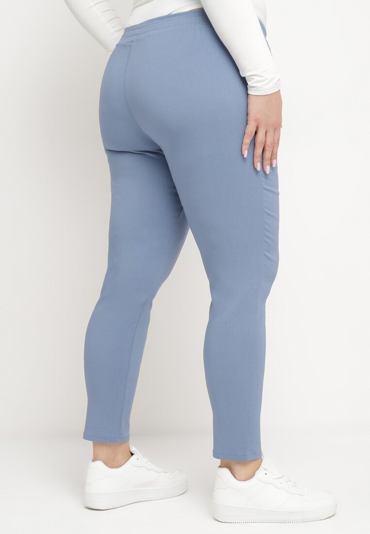 bh forever Pantaloni casual albaștri cu bandă elastică în talie și șnururi decorative Penderia