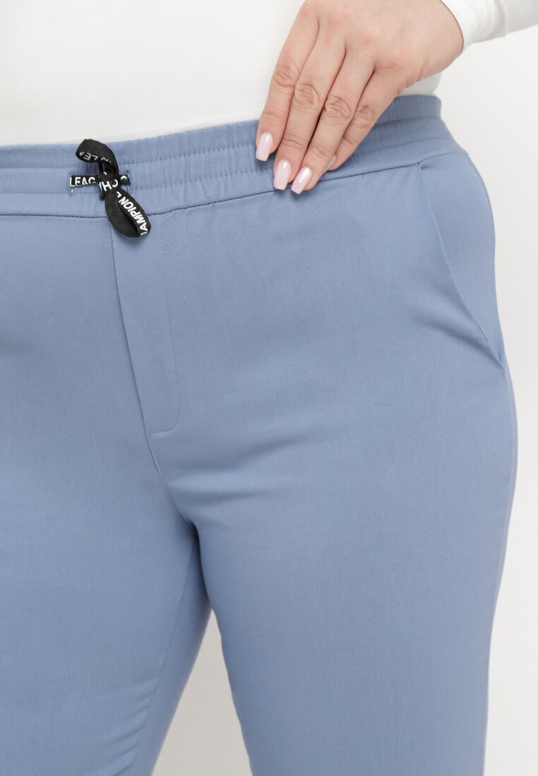 bh forever Pantaloni casual albaștri cu bandă elastică în talie și șnururi decorative Penderia