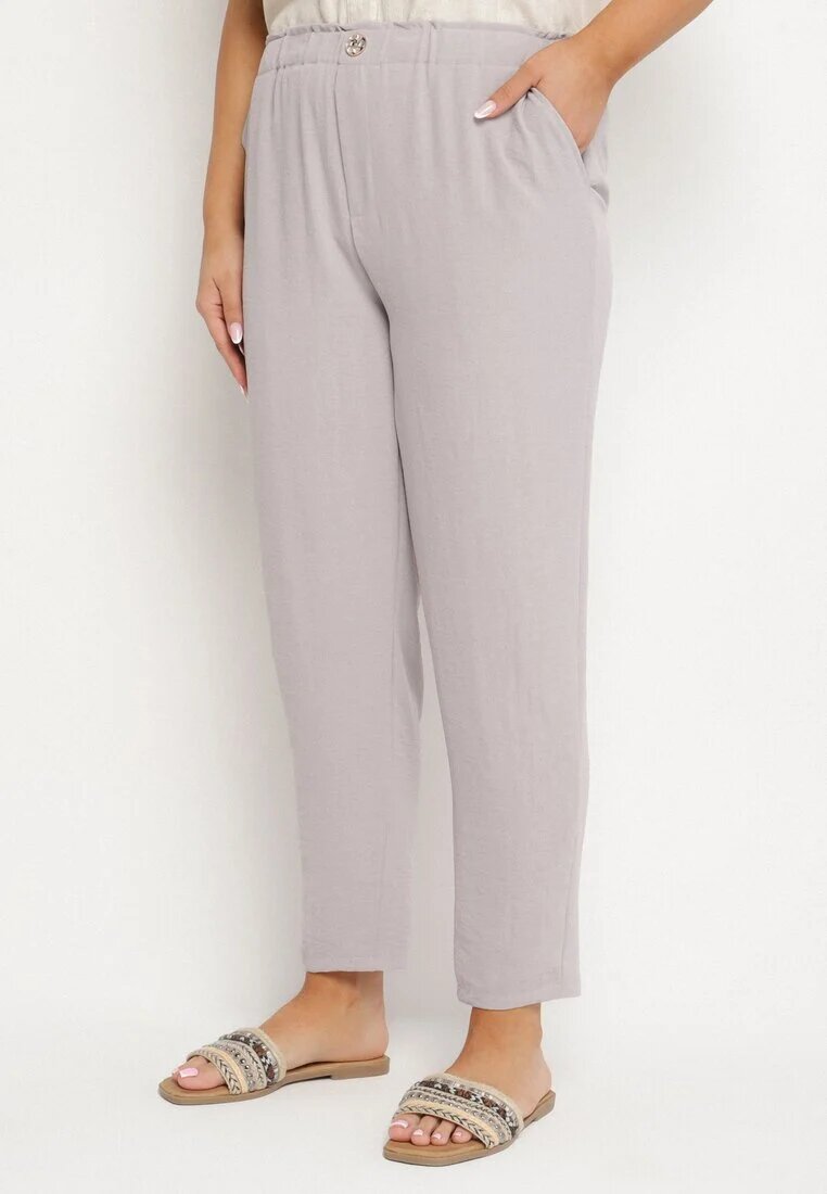 bh forever Pantaloni Gri cu Croială Dreaptă cu Elastic în Talie Filavia