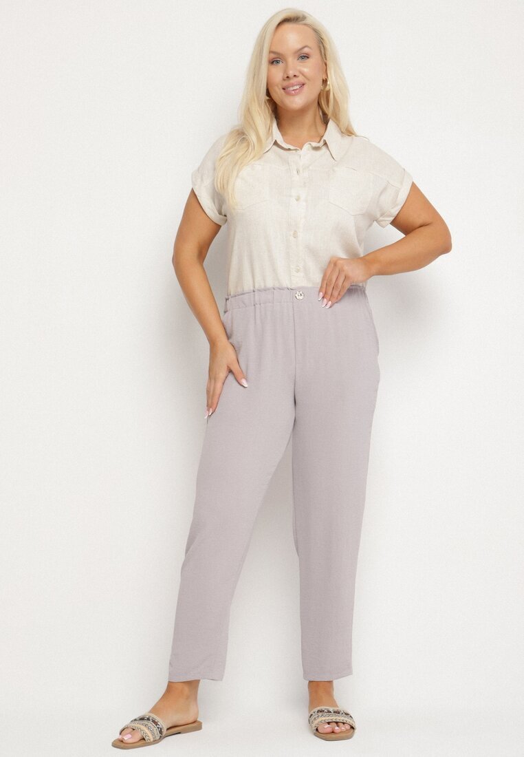 bh forever Pantaloni Gri cu Croială Dreaptă cu Elastic în Talie Filavia