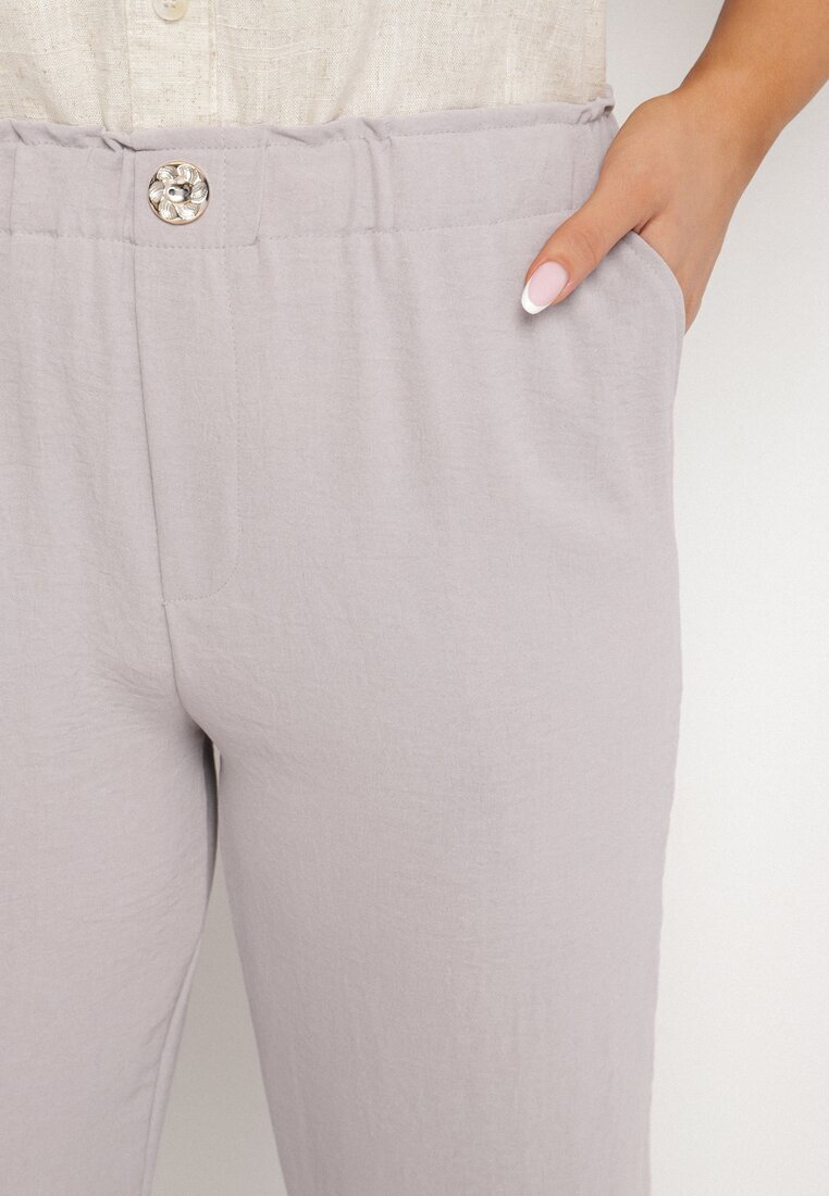 bh forever Pantaloni Gri cu Croială Dreaptă cu Elastic în Talie Filavia