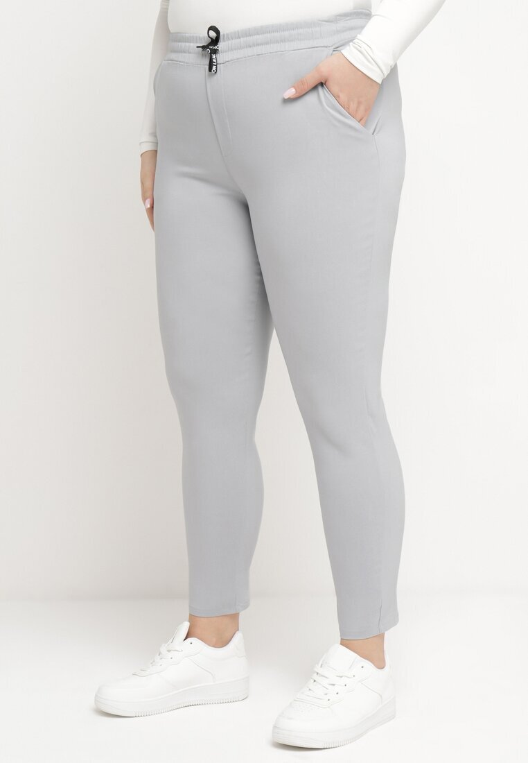 bh forever Pantaloni Gri deschis Casual cu bandă elastică în talie și șnururi decorative Penderia