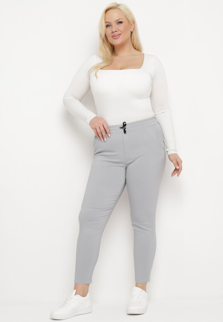 bh forever Pantaloni Gri deschis Casual cu bandă elastică în talie și șnururi decorative Penderia