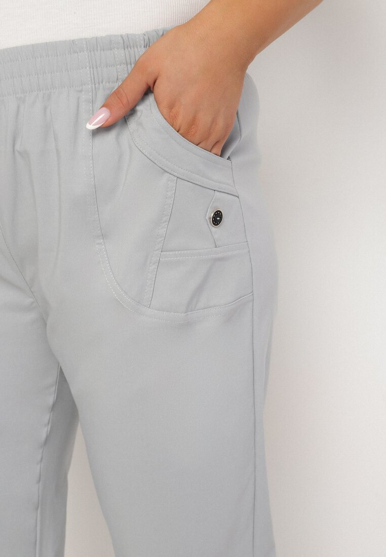 bh forever Pantaloni Gri din Vâscoză Decorați cu Buzunare Liranta