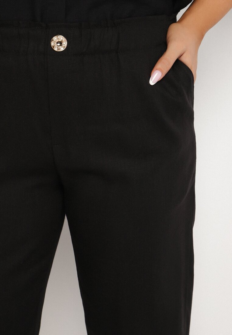 bh forever Pantaloni Negri din in cu o croială clasică Liravaia