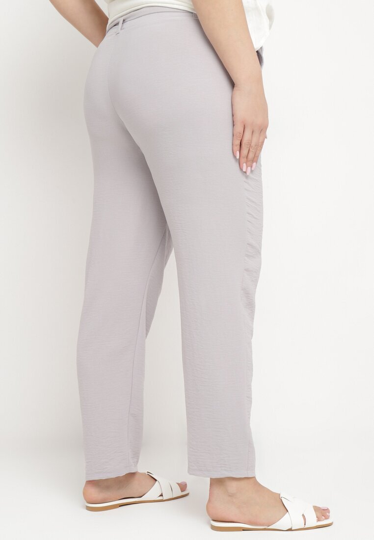 bh forever Pantaloni Regular Gri deschis Cu cordon în talie Stil Paperbag Tamburia