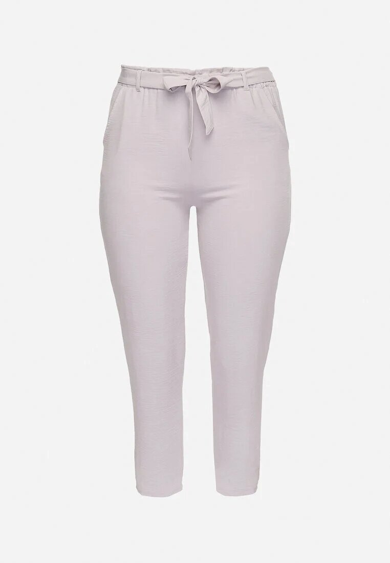 bh forever Pantaloni Regular Gri deschis Cu cordon în talie Stil Paperbag Tamburia