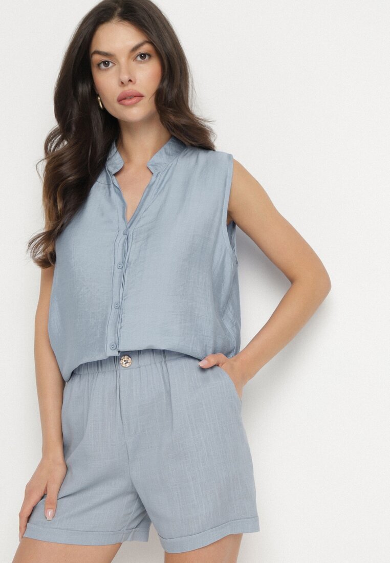 bh forever Pantaloni scurți Albaștri Clasici cu In cu Elastic în Talie și Buzunare Filarenea