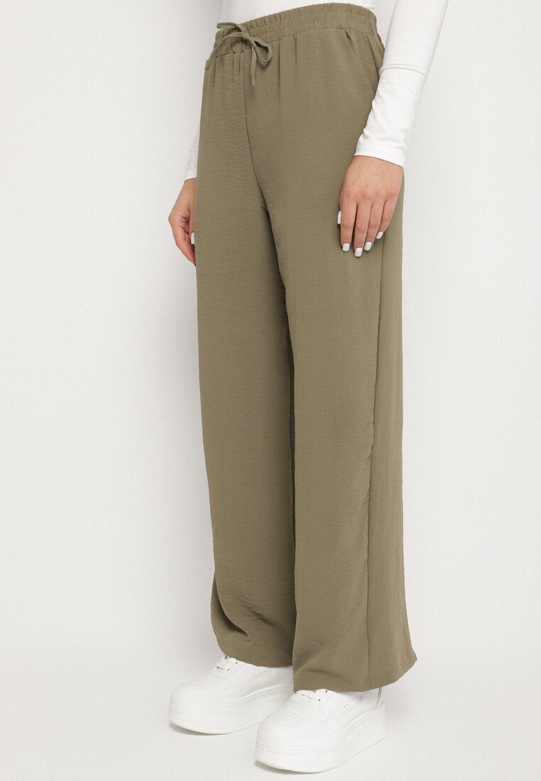 bh forever Pantaloni Verde închis Larghi cu Elastic în Talie cu Lanț Decorativ Istaria