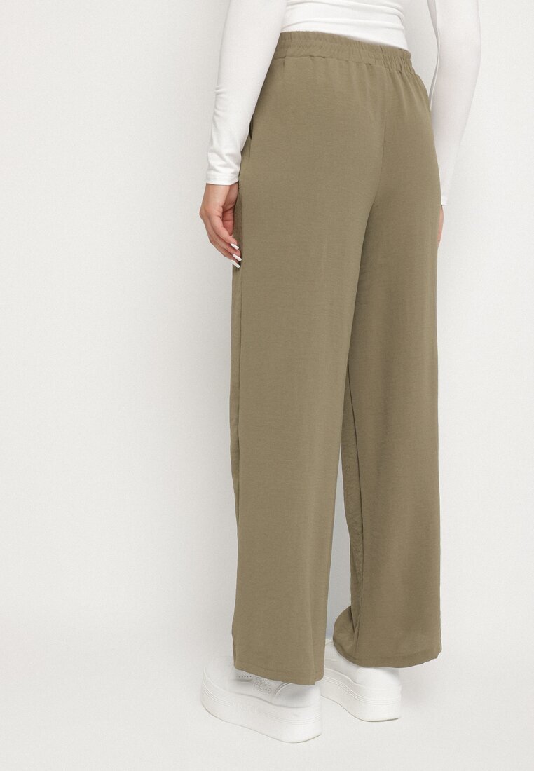 bh forever Pantaloni Verde închis Larghi cu Elastic în Talie cu Lanț Decorativ Istaria